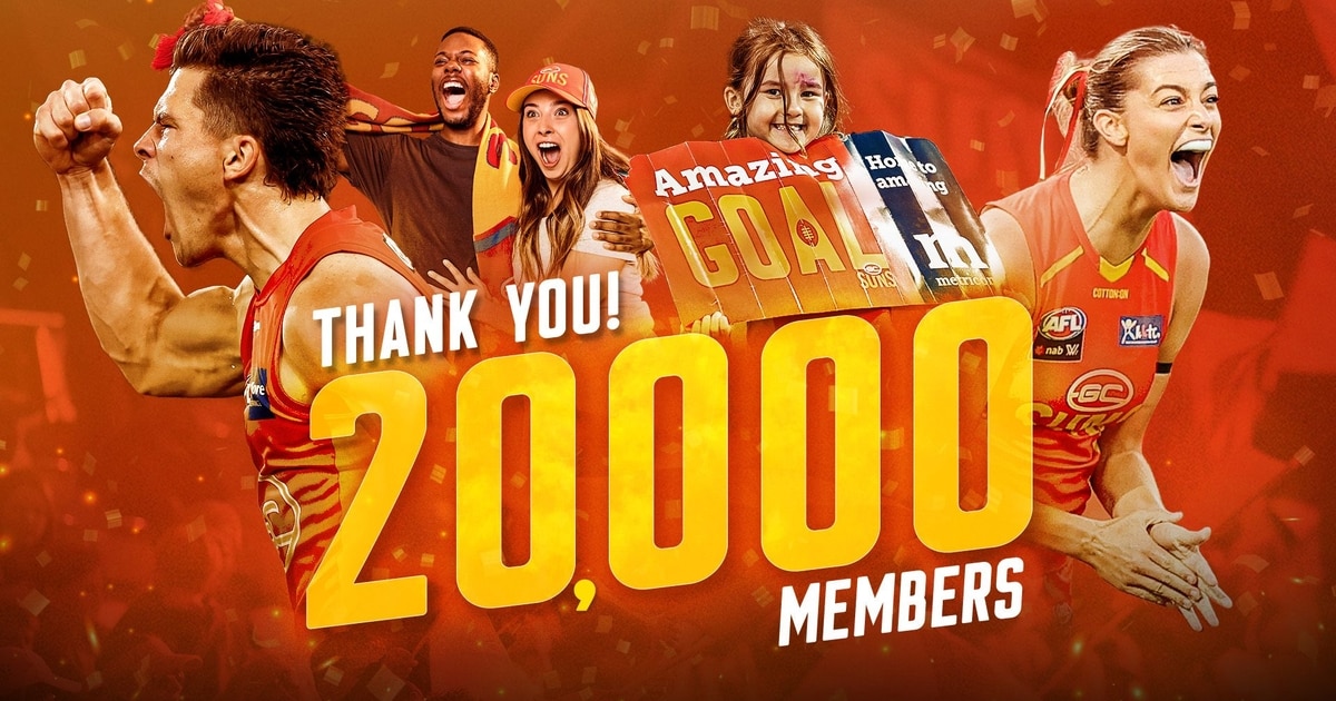 Gold Coast SUNS reach 20,000 members